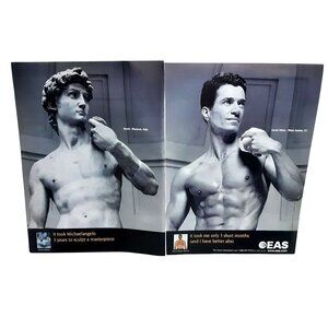 2000 EAS Body for Life 2 Page Fitness Ad David Sculpture Abs Y2K Print
